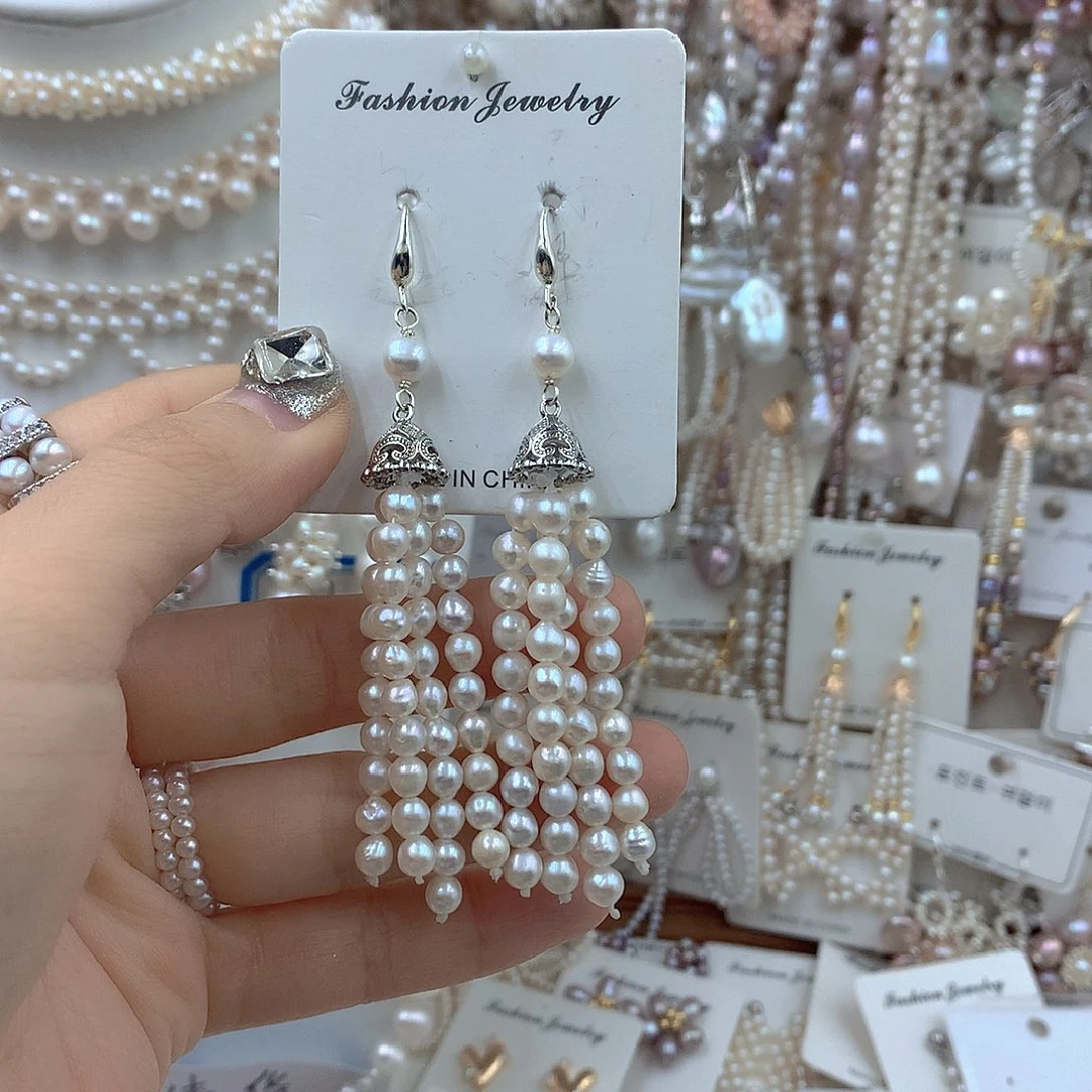 银S925镶嵌淡水珍珠耳饰