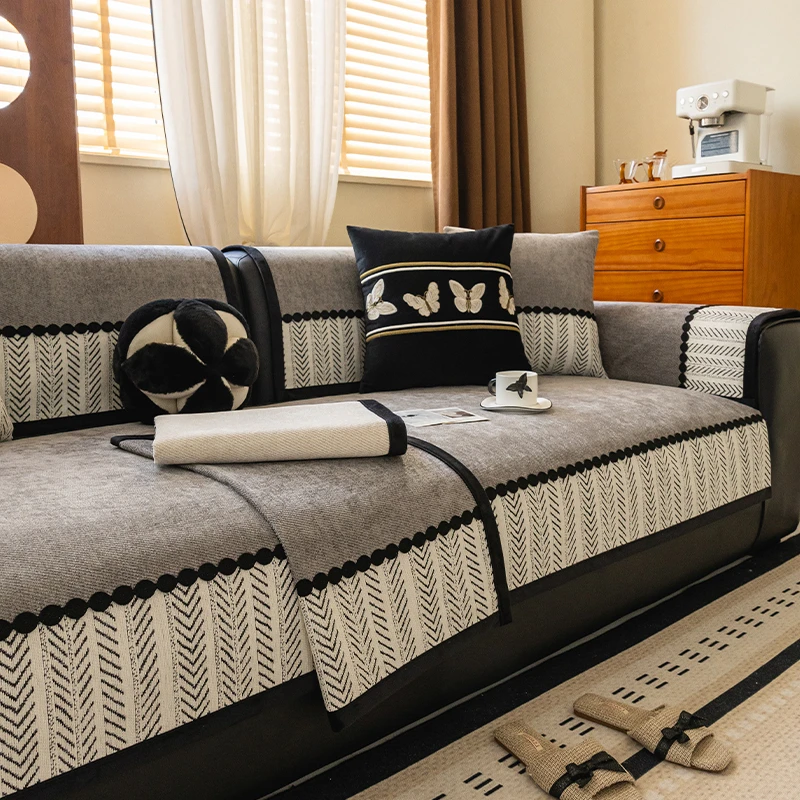 【如初】2025新品简约沙发垫防滑设计柔软亲肤四季通用雪尼尔坐垫