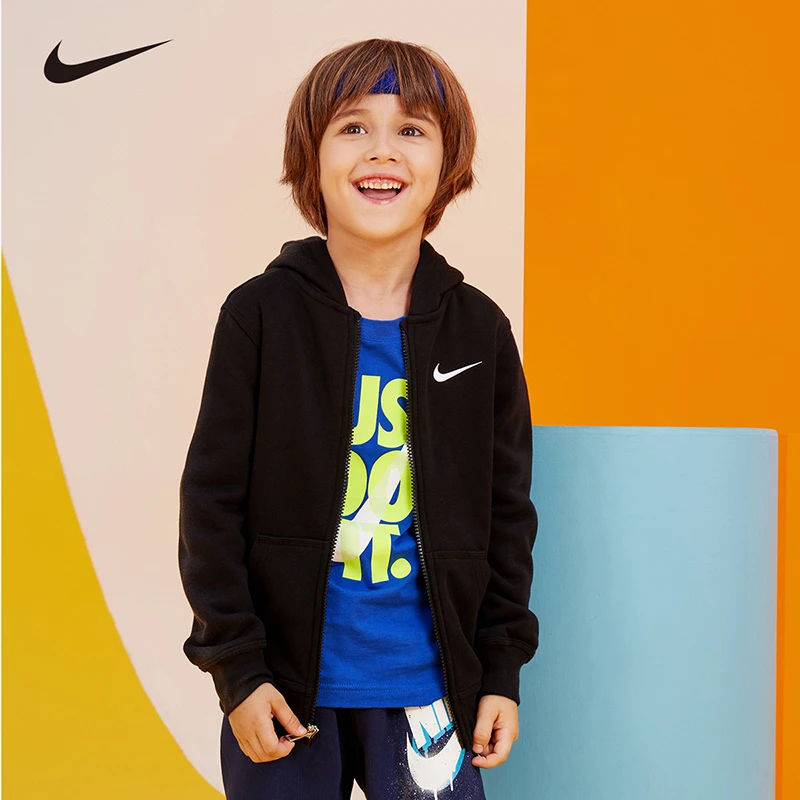 【官方旗舰】NIKE耐克童装男童外套春秋新款加绒连帽卫衣外套B287