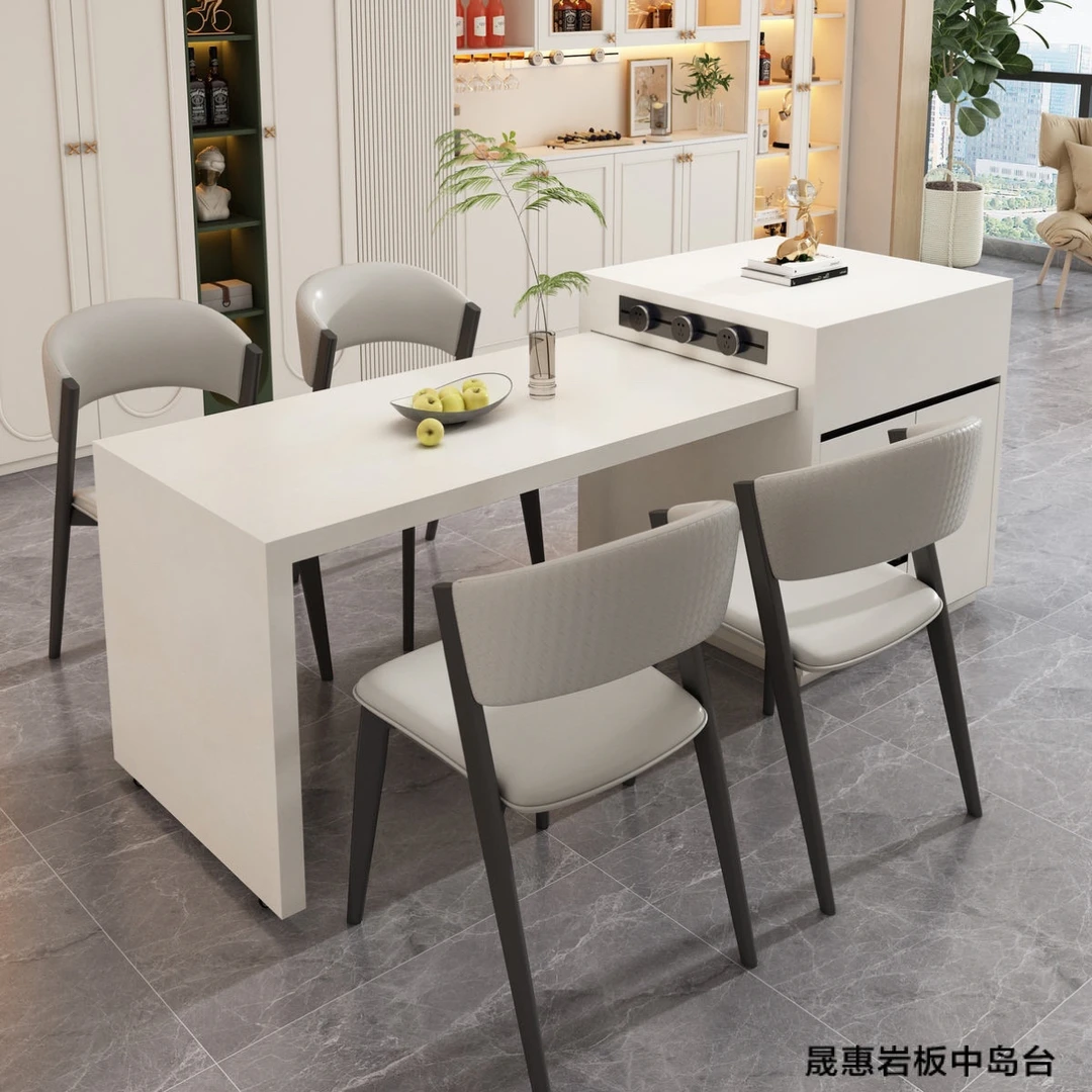 长方形简约风多功能设计餐桌意式极简餐厅岛台