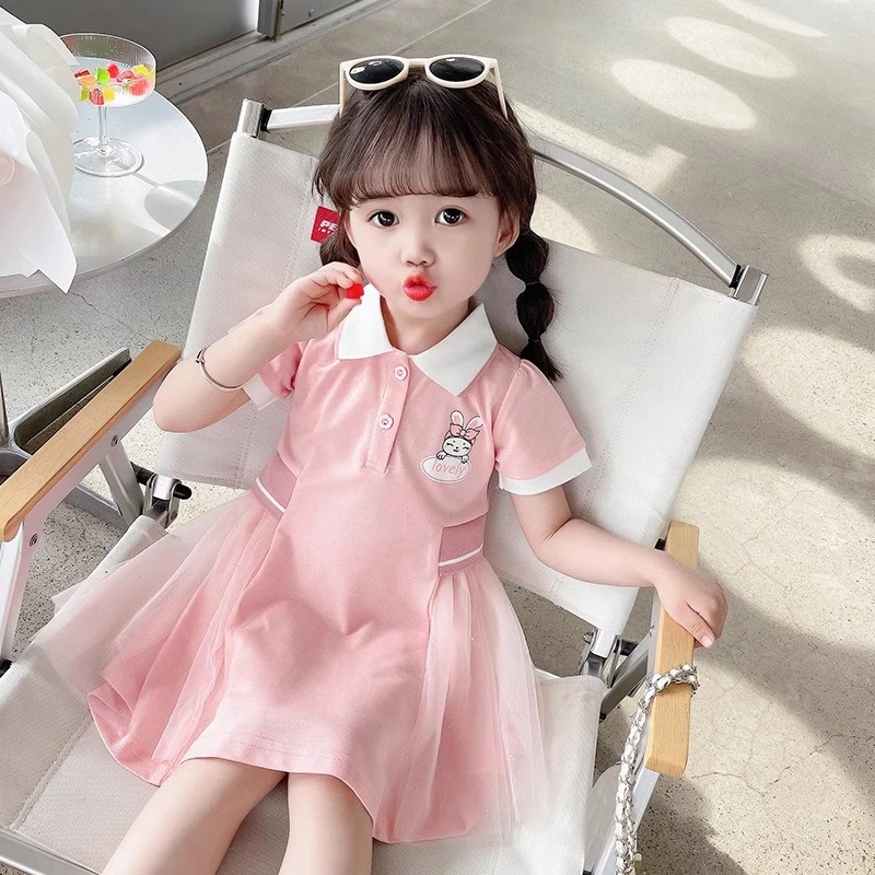 女童连衣裙夏季2024新款洋气小女孩宝宝POLO夏款儿童夏装公主裙子
