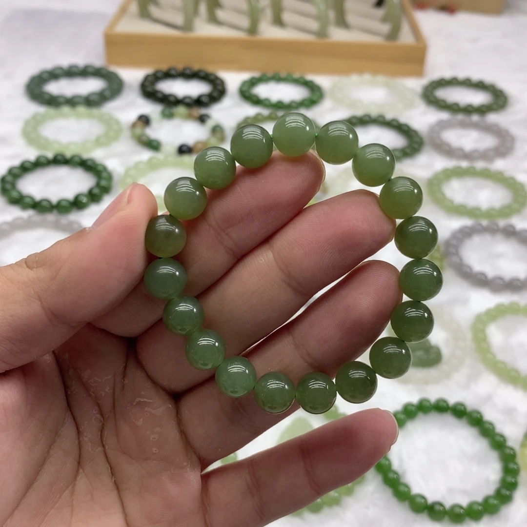 和田玉未镶嵌手串（湖水绿9.6）