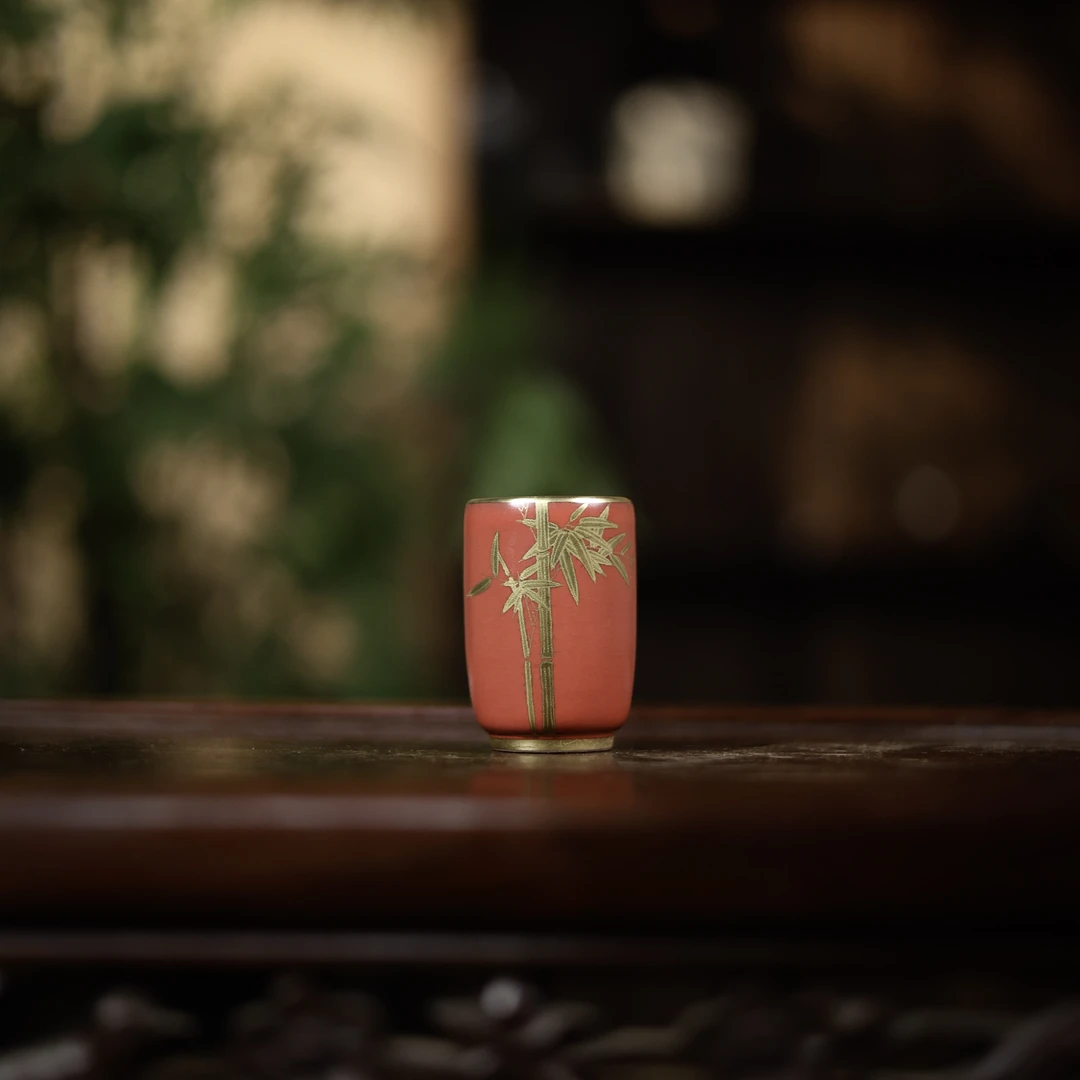 斋居 梵山堂闻香杯-山楂红金竹闻香杯（W0140）