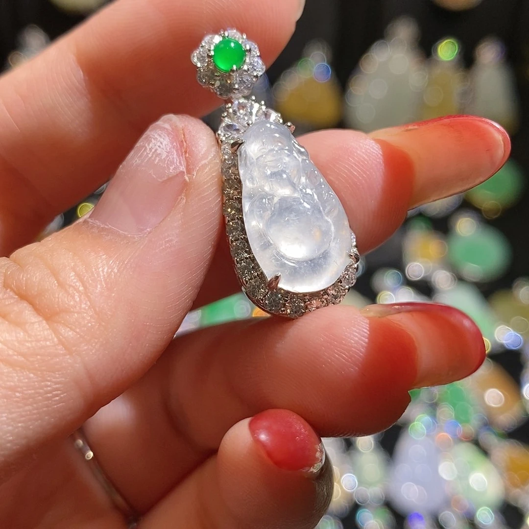 翡翠银S925镶嵌颈饰天然翡翠