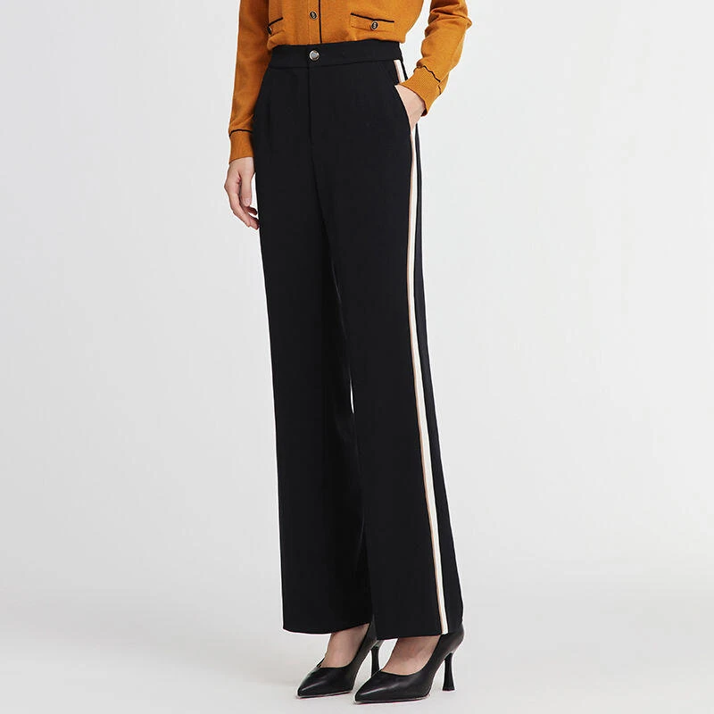 迷你裤黑色直筒裤女侧条纹显瘦职业装西装长裤ZV01893