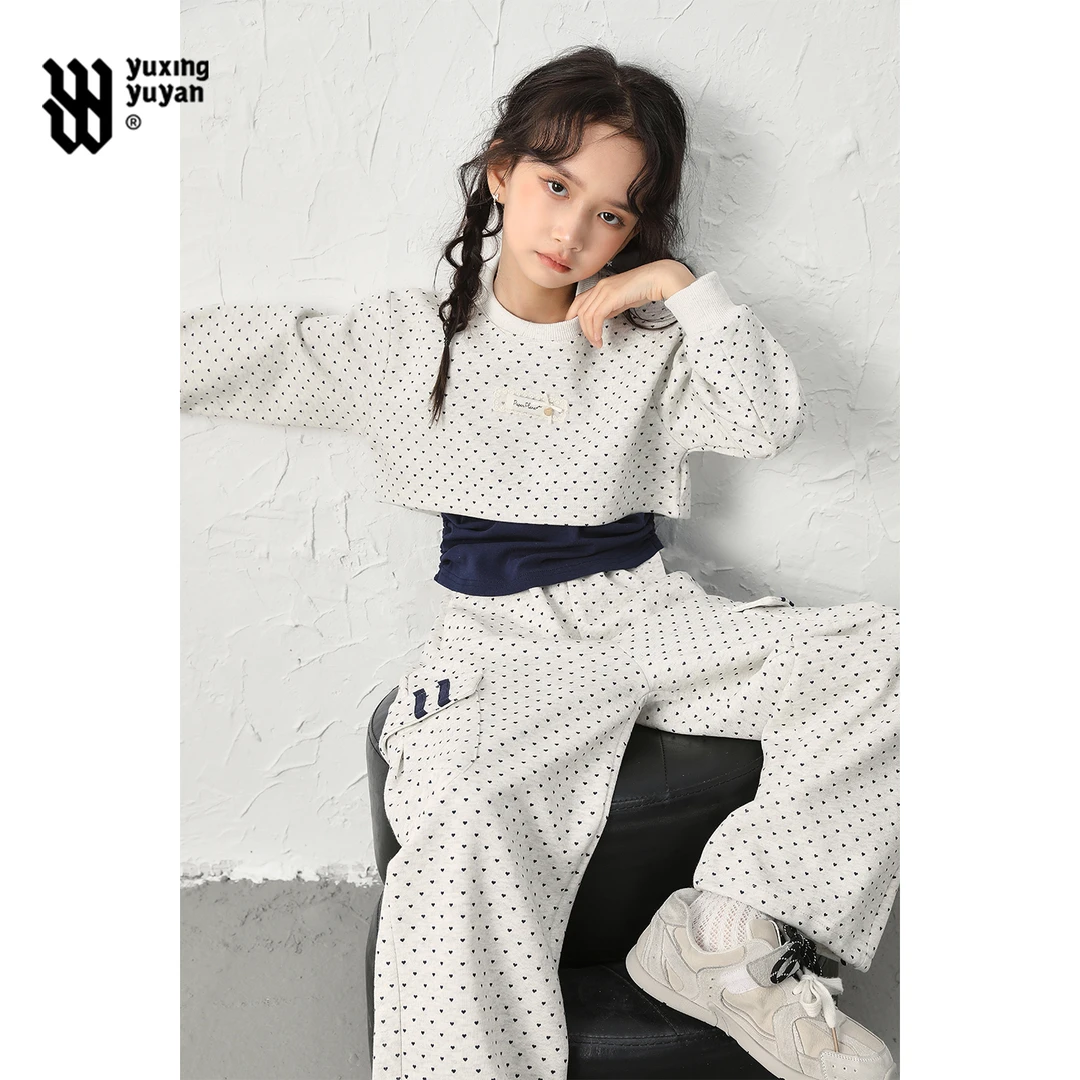 雨星雨嫣女童秋装套装2025新款韩系长袖上衣大童秋季潮酷穿搭