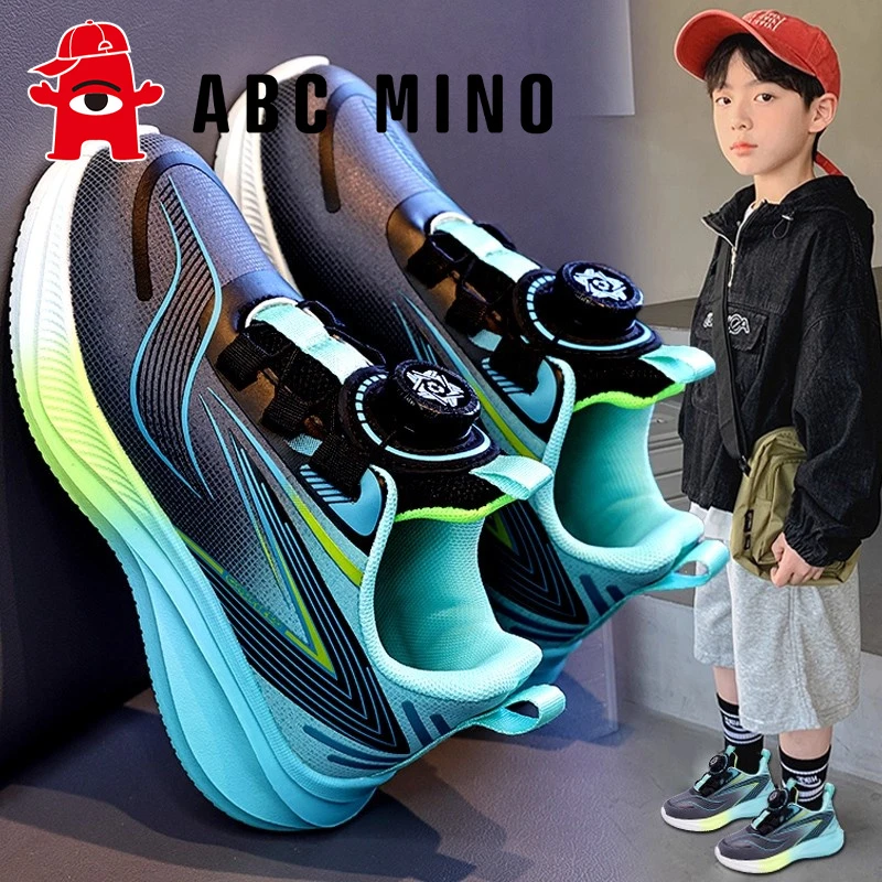 ABC MINO男童鞋秋季2025新款儿童运动鞋防滑男孩皮面老爹鞋旋转扣