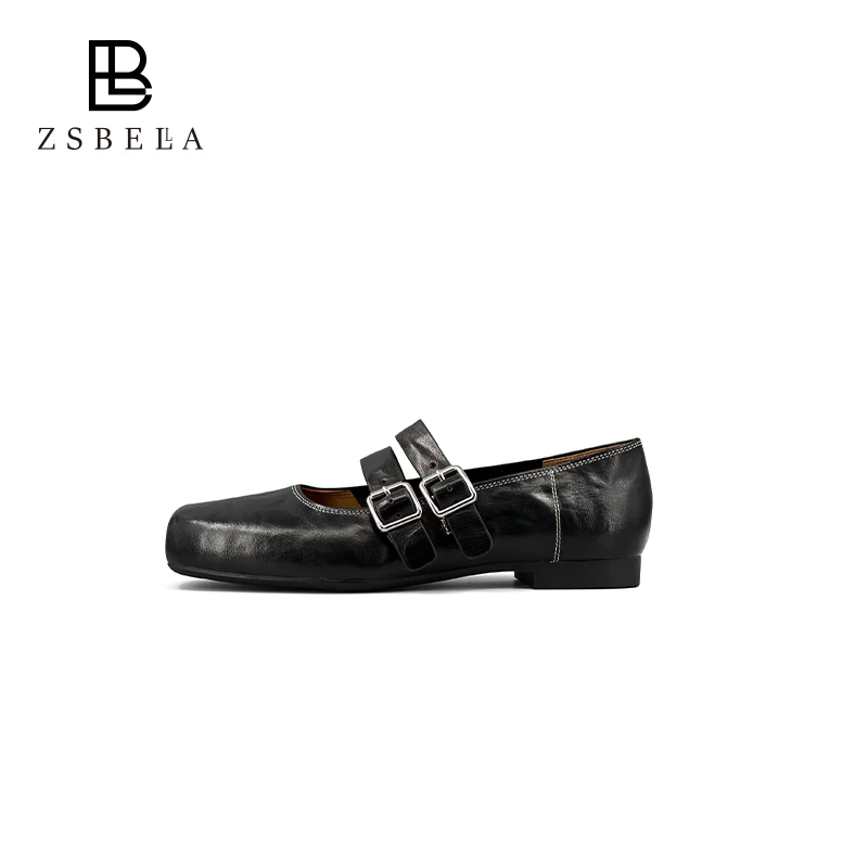 凡鸟玛丽珍鞋平底单鞋女2025秋季新款胎牛皮小皮鞋T254X002