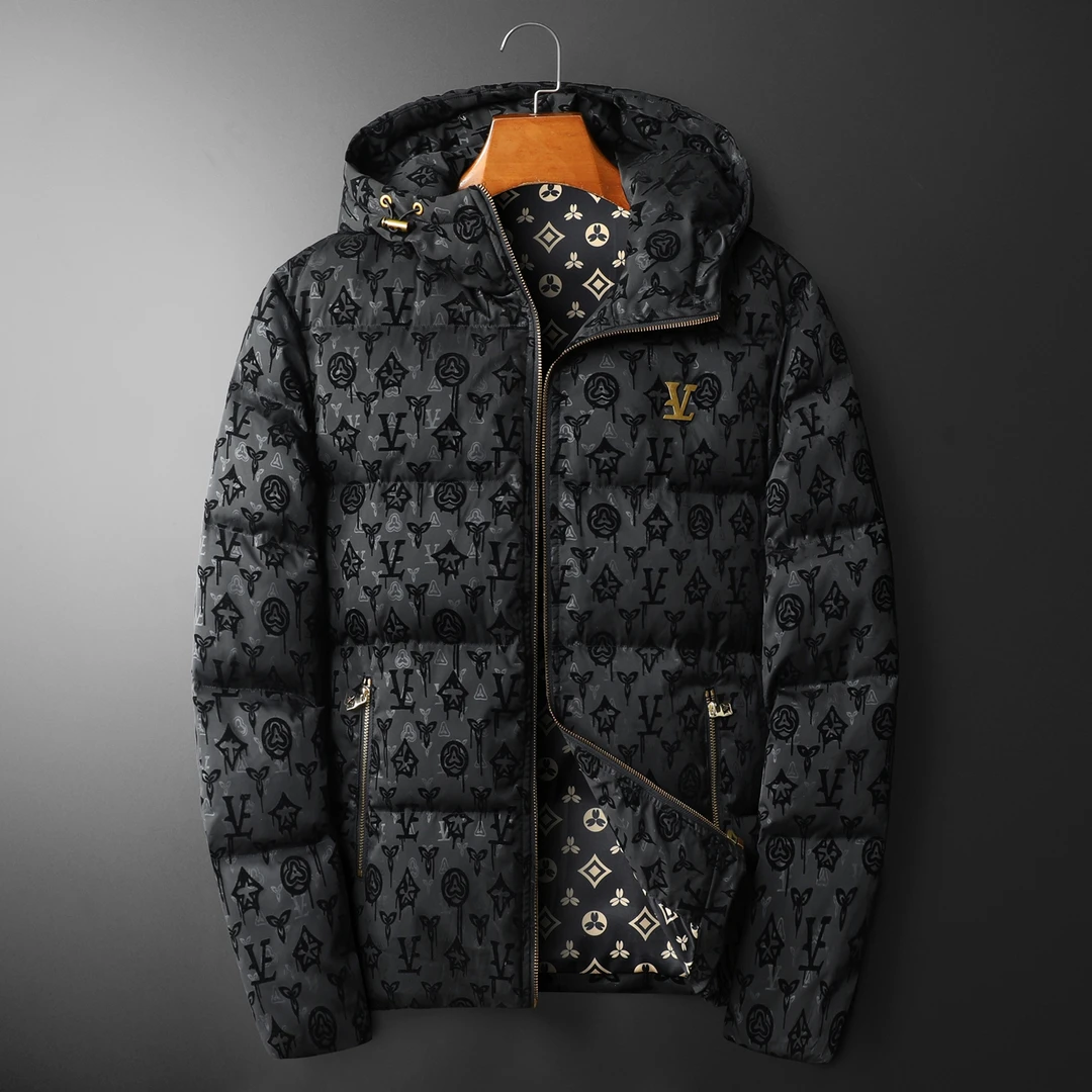 2025新款冬季男士潮流时尚休闲高级感连帽羽绒服拼接加厚保暖外套