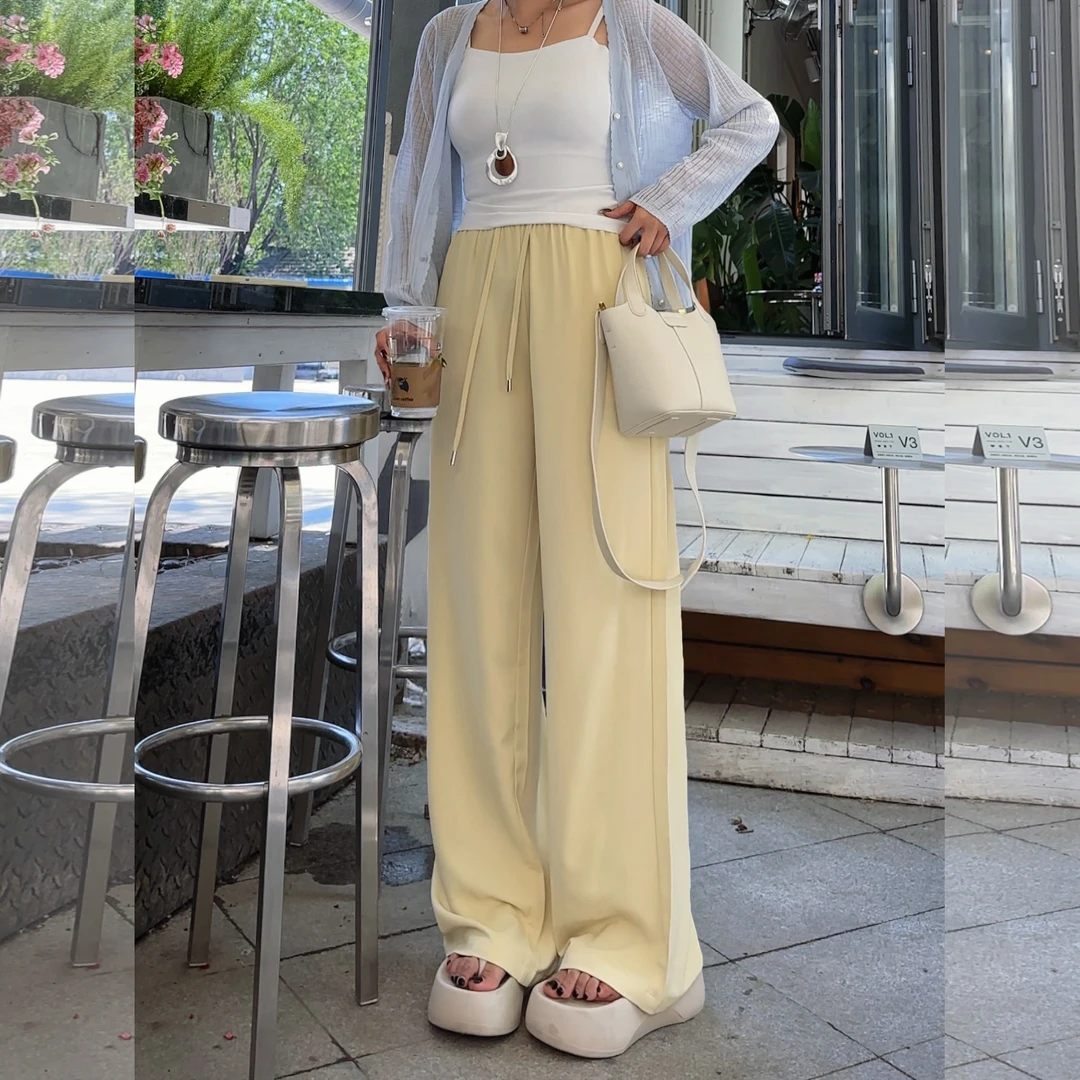 【夏上新】胖mm显瘦宽松休闲阔腿裤拖地长裤200斤大码女装_525-YK2