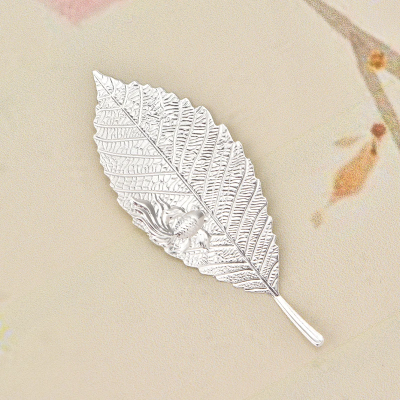 足银银制品 纯银树叶造型阴离子泡茶茶宠