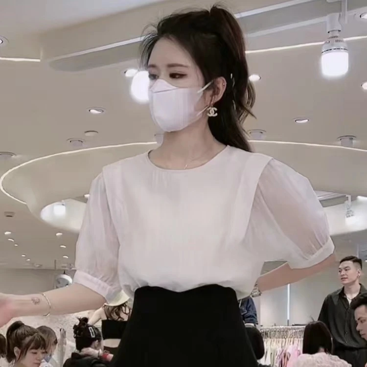 【小Ｋ老师定制】2025新款甜美荷叶边圆领宽松衬衣QYCB1321