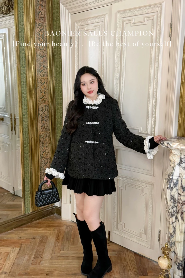 BAONI  2025冬季新款呢子羽绒大衣#U25D6309