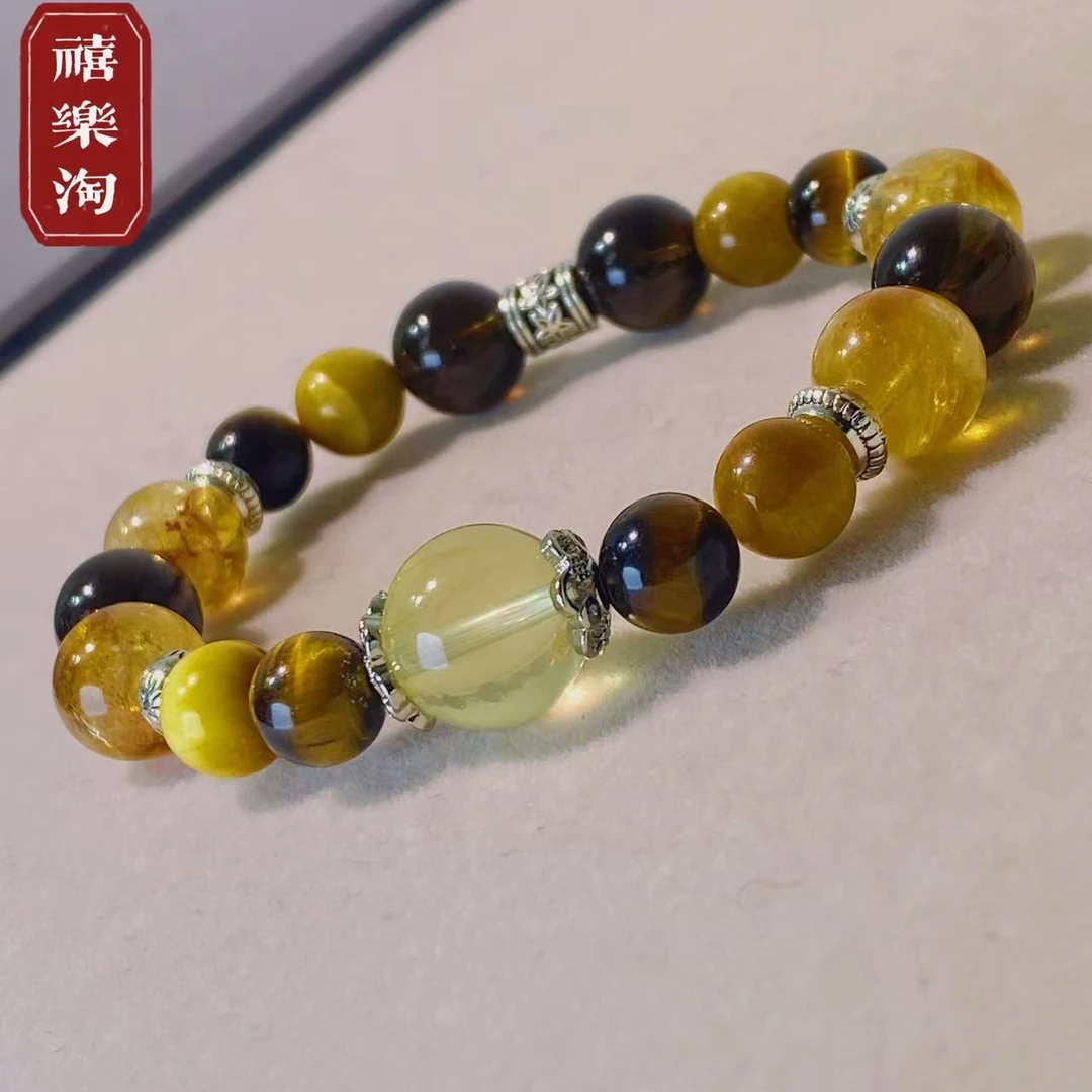 【禧乐淘珠宝】金霸大综合-天然黄塔晶虎眼石水晶手串