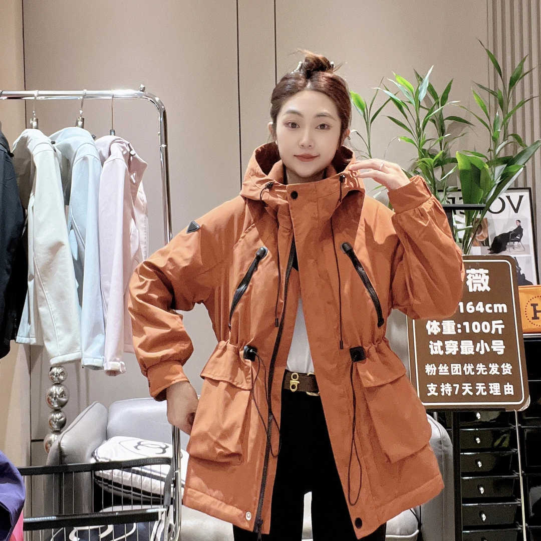 秋冬二棉时尚中长款收腰短外套女士女款保暖厚款连帽女拉链1369