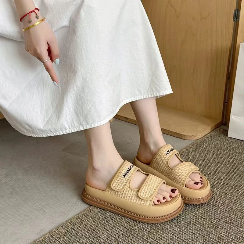 25-9海边凉鞋休闲固特异魔术贴时装凉鞋修面方头