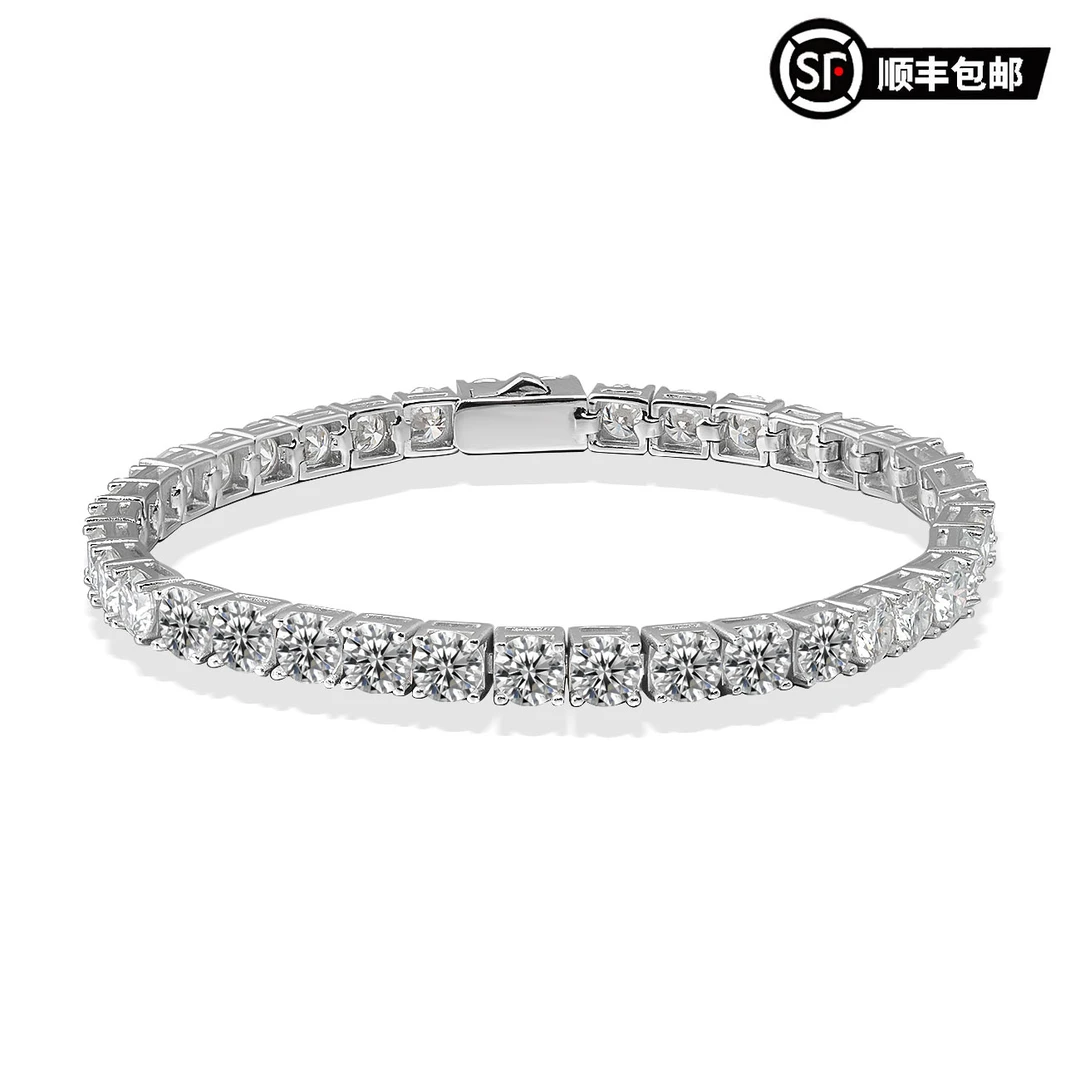 WIC 链子925银莫桑石  高定D色VVS小冰糖网球链可串吊坠简约手链