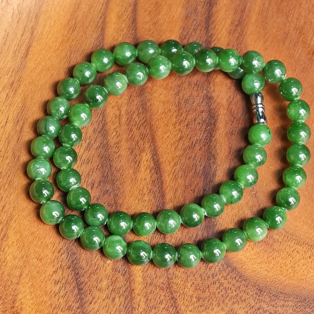 新疆爱思尔和田玉碧玉8mm妈妈链MD1226-01(多样性发货）