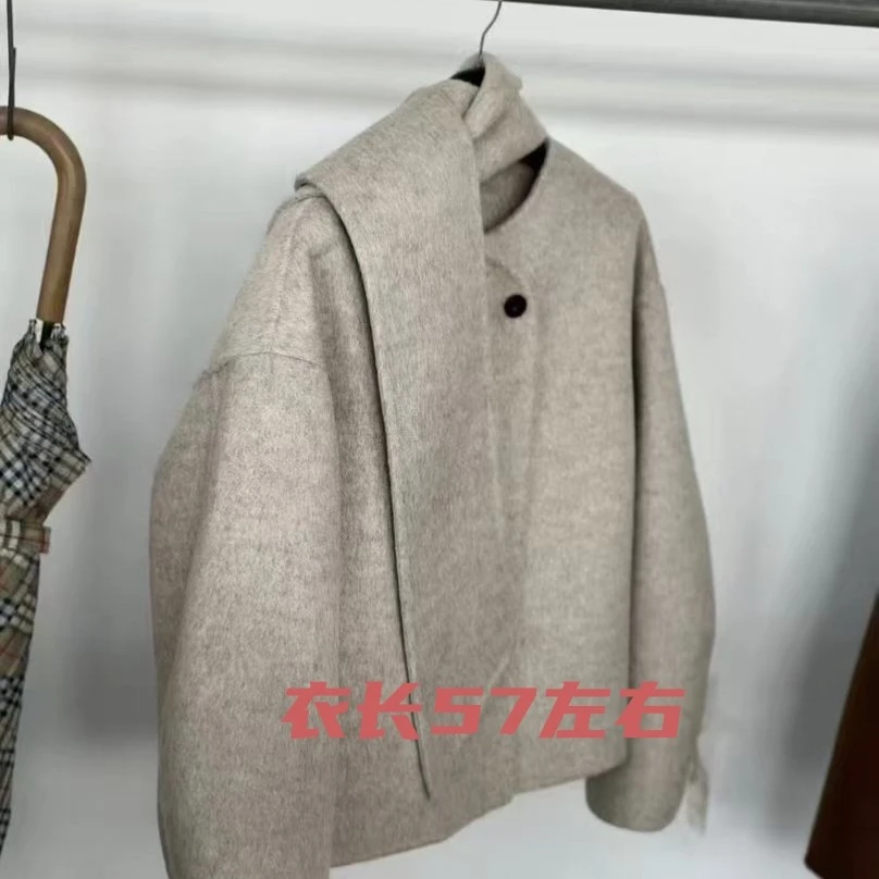 5233 宽松短款双面女式大衣气质百搭小个子