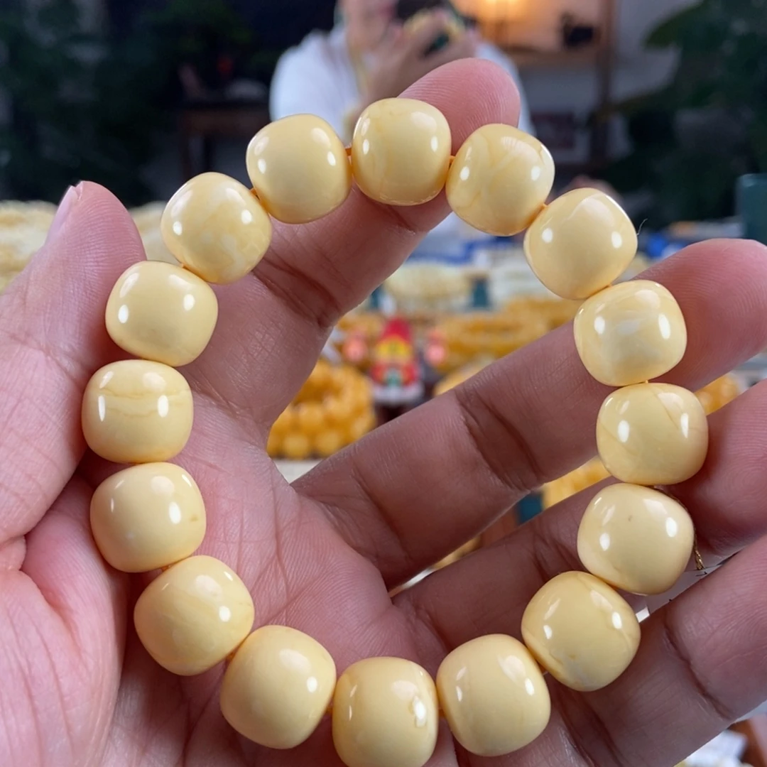 琥珀未镶嵌珠宝奇石14白蜡同料串26.2