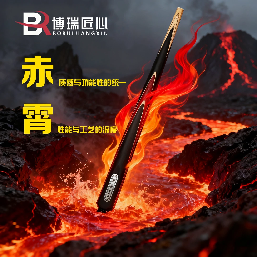 【博瑞匠心】赤霄一体小头杆中式黑八桌球杆
