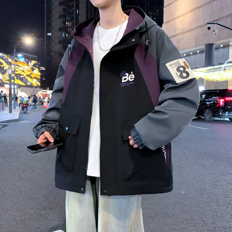 青少年学生休闲时尚连帽夹克外套男春秋新款舒适潮流时尚百搭外套