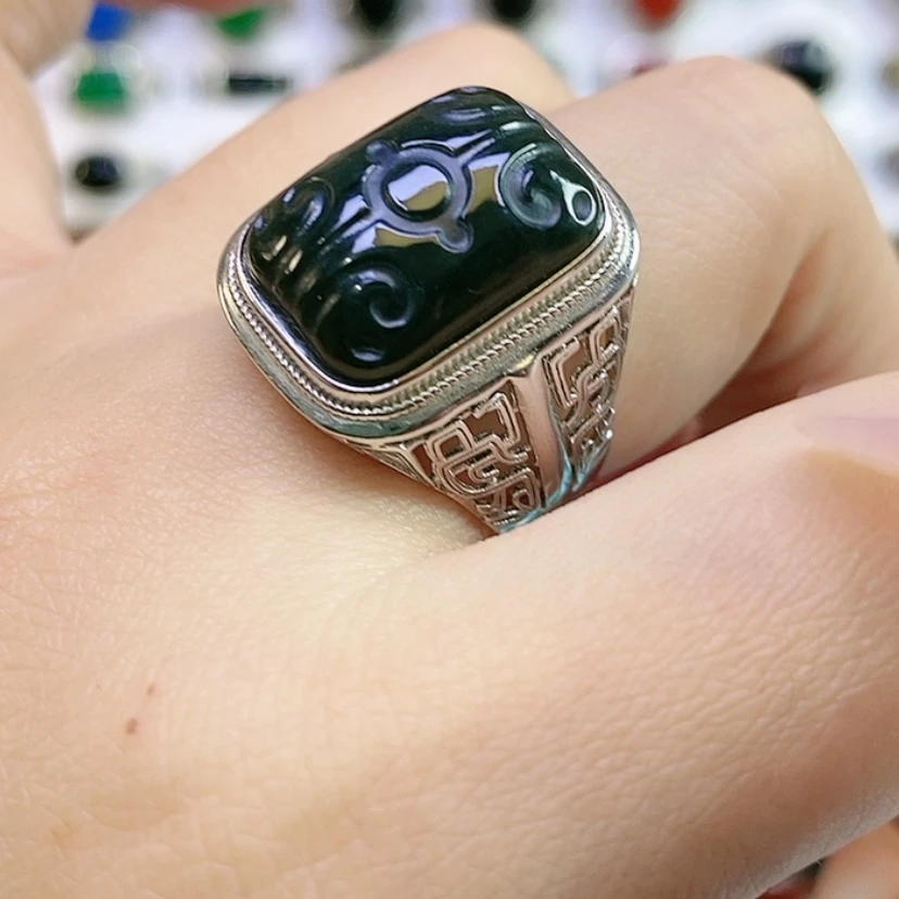 【闪购商品】银S925镶嵌戒指和田玉