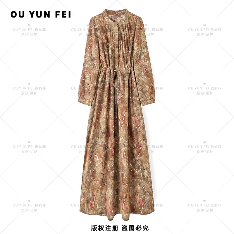 高级感连衣裙女新款气质显瘦穿搭时尚洋气印花长裙HY1023