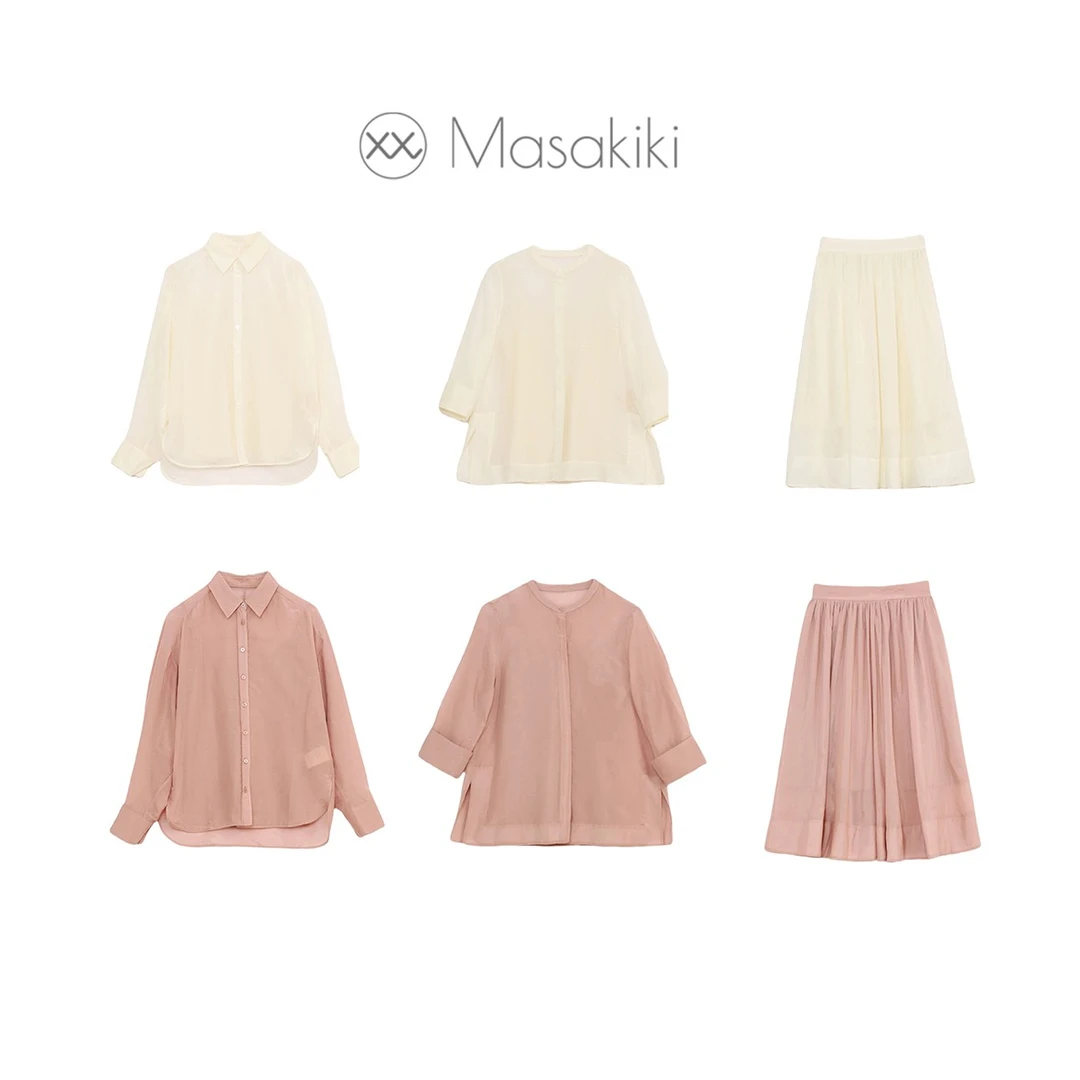 轻盈丝棉柯根纱！桑蚕丝+棉 翻领/圆领衬衫+高腰A字半身裙伞裙