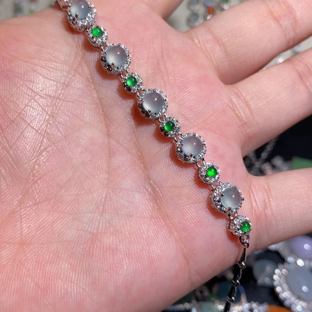 银S925镶嵌手链翡翠j j j k
