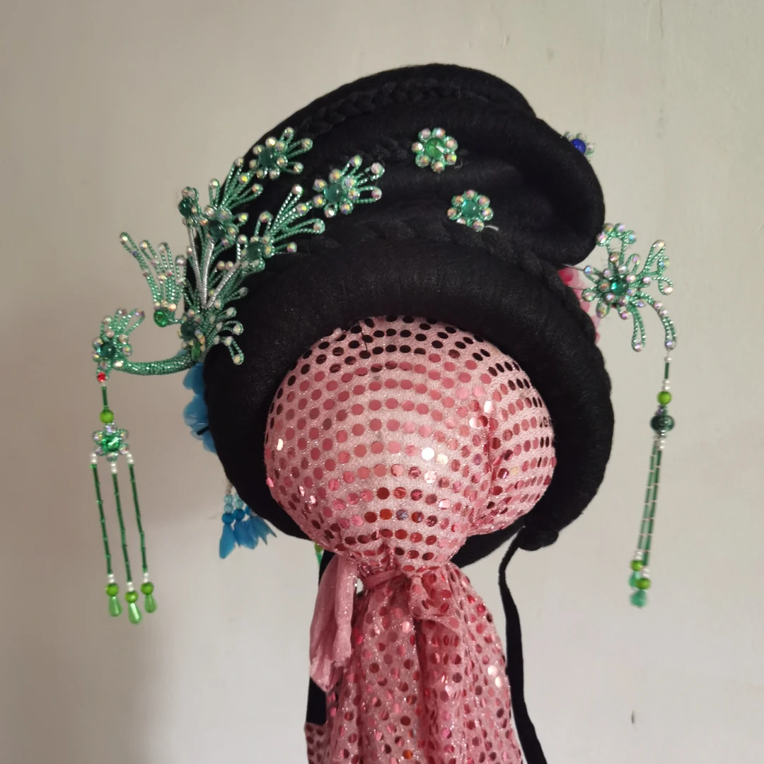 戏曲舞蹈一体头饰绿色青衣花旦小姐仙女丫环偏凤型