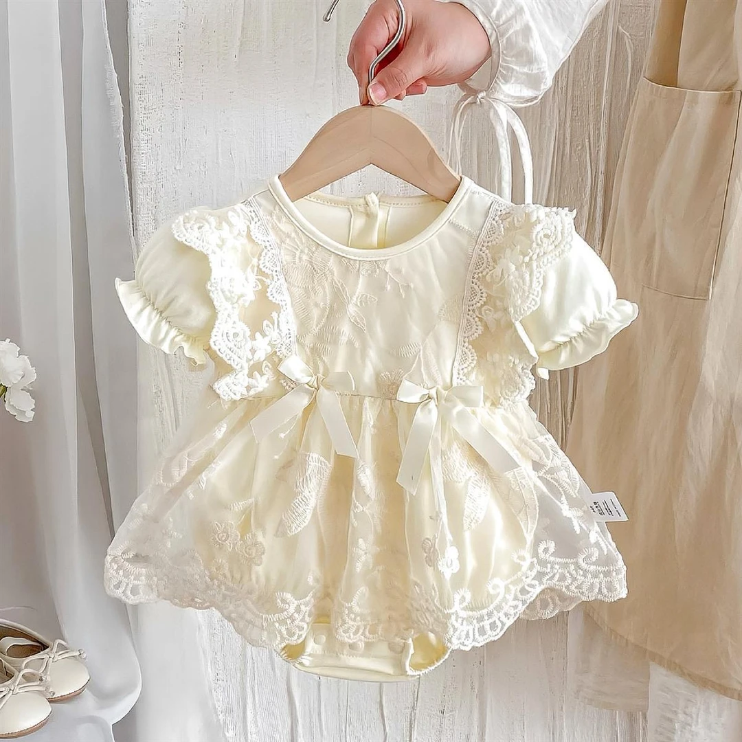 婴儿衣服夏装蕾丝裙子满月服女宝宝百天抓周服女宝宝洋气公主裙