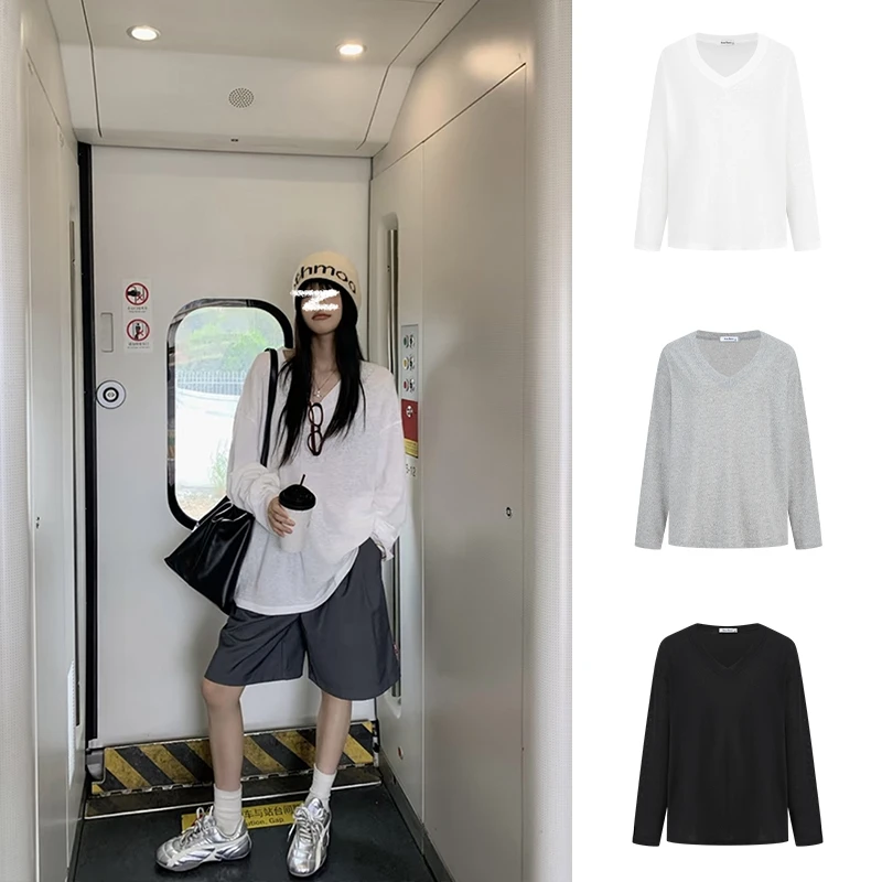 Moses Queen/魔西女王慵懒风防晒长袖罩衫T恤宽松薄款显瘦上衣