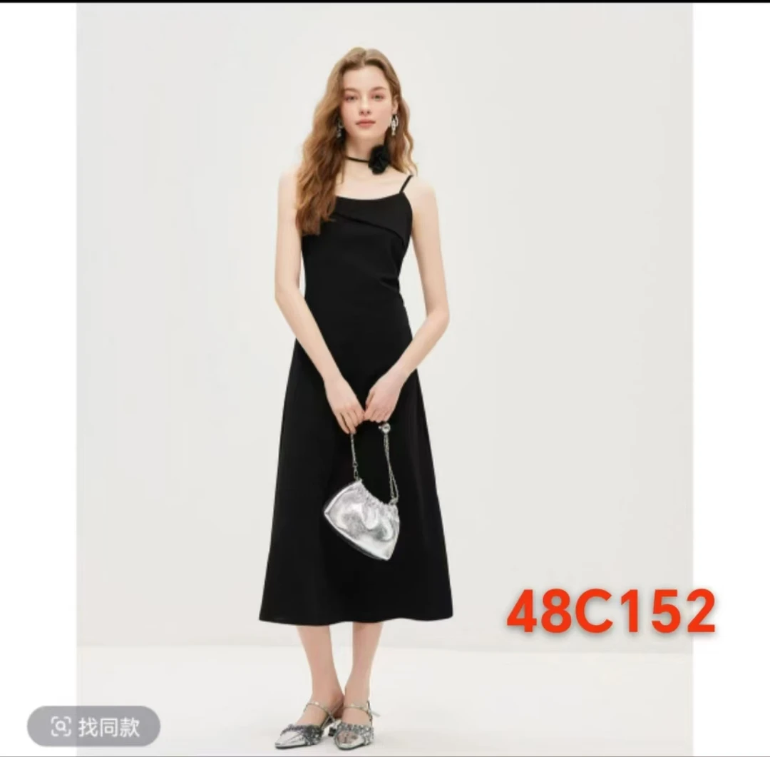 152*春季新款法式成熟性感女人味修身显瘦吊带长裙（无花朵））