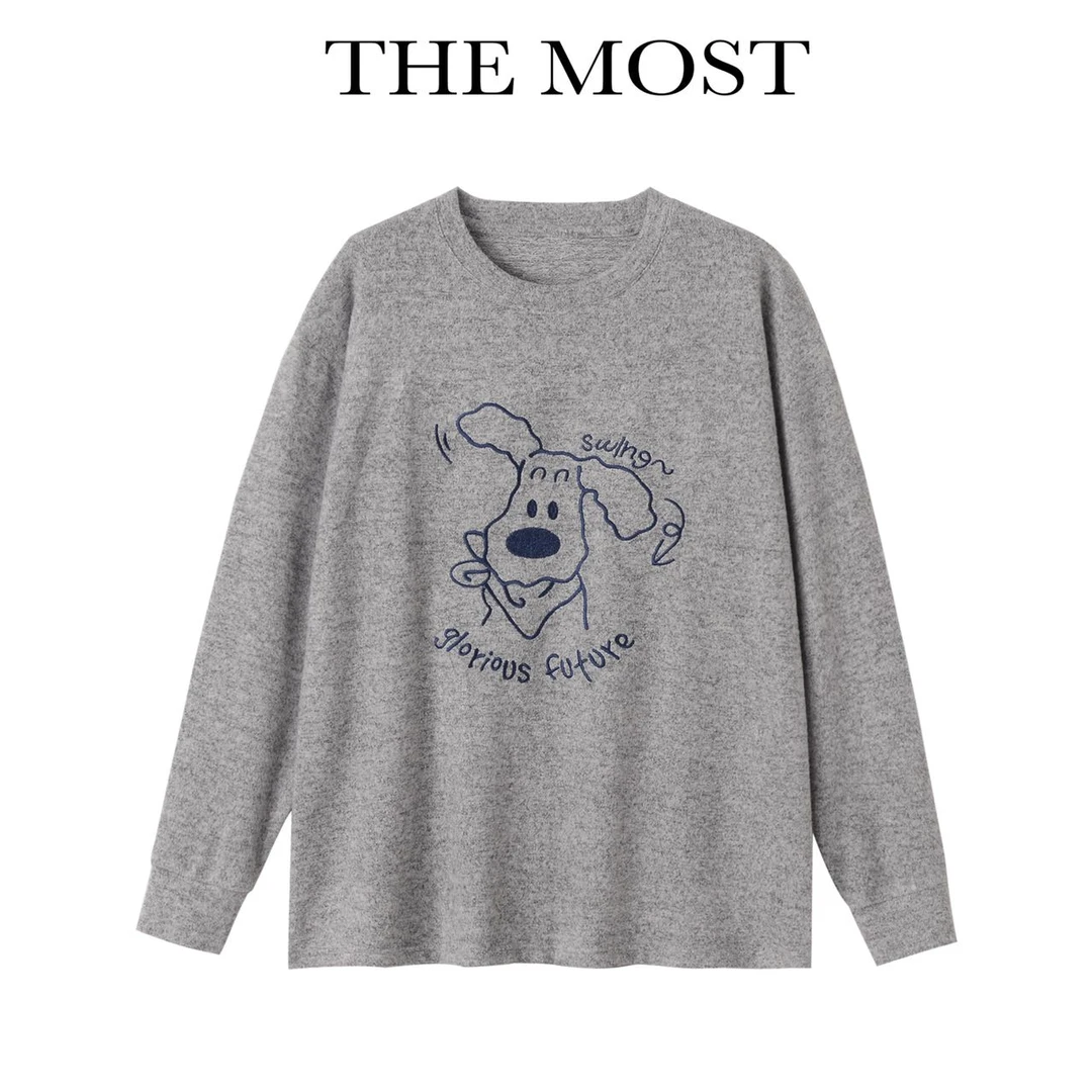 帕恰狗慵懒印花长袖打底T恤88-73 SJ