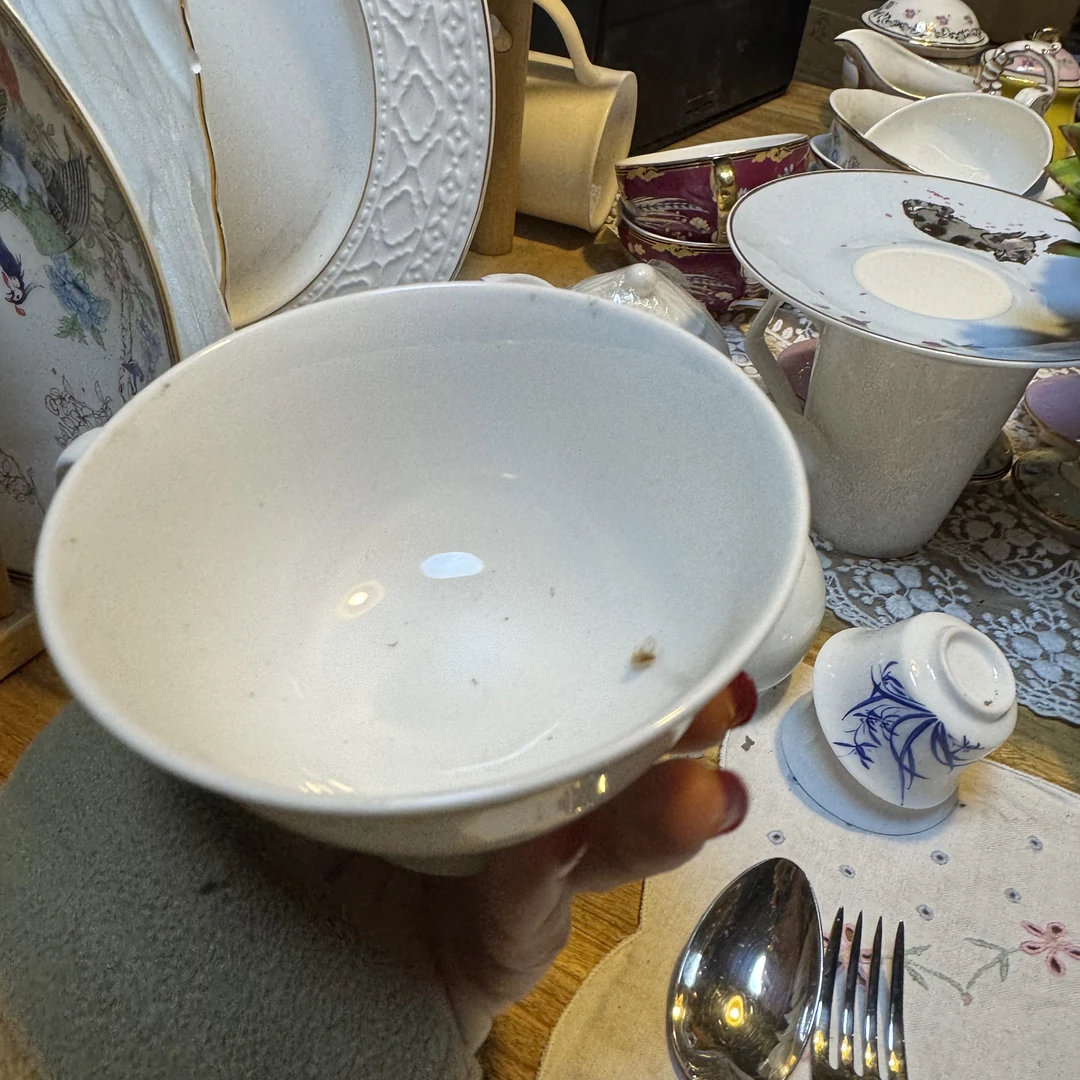 外贸尾单陶瓷餐具，灯笼款纯白咖啡杯两个