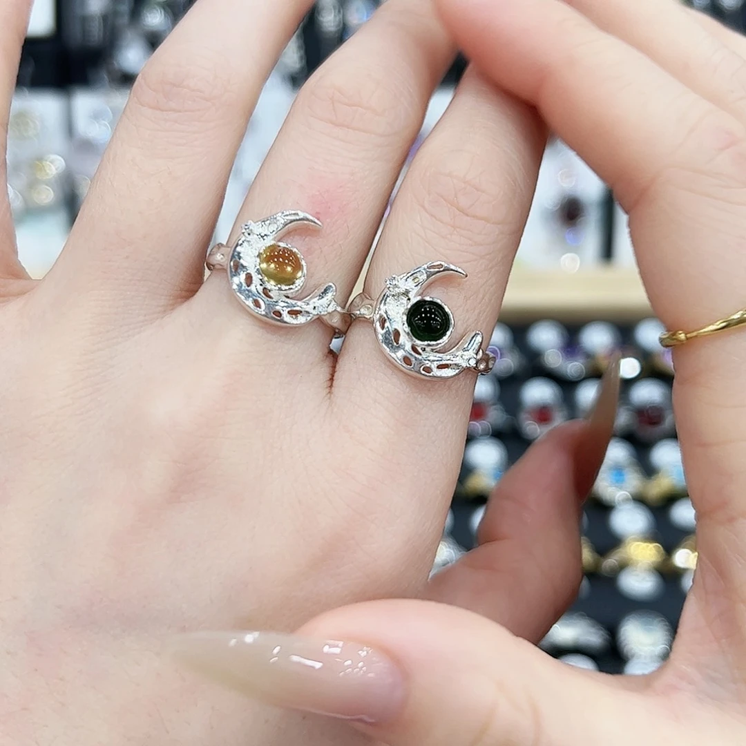 黄晶戒指银S925镶嵌戒指