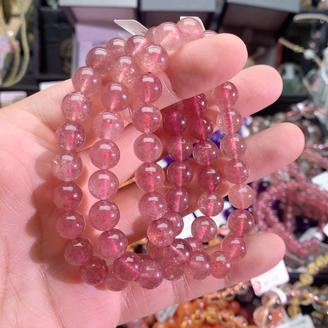 水晶手串未镶嵌草莓晶手链9+