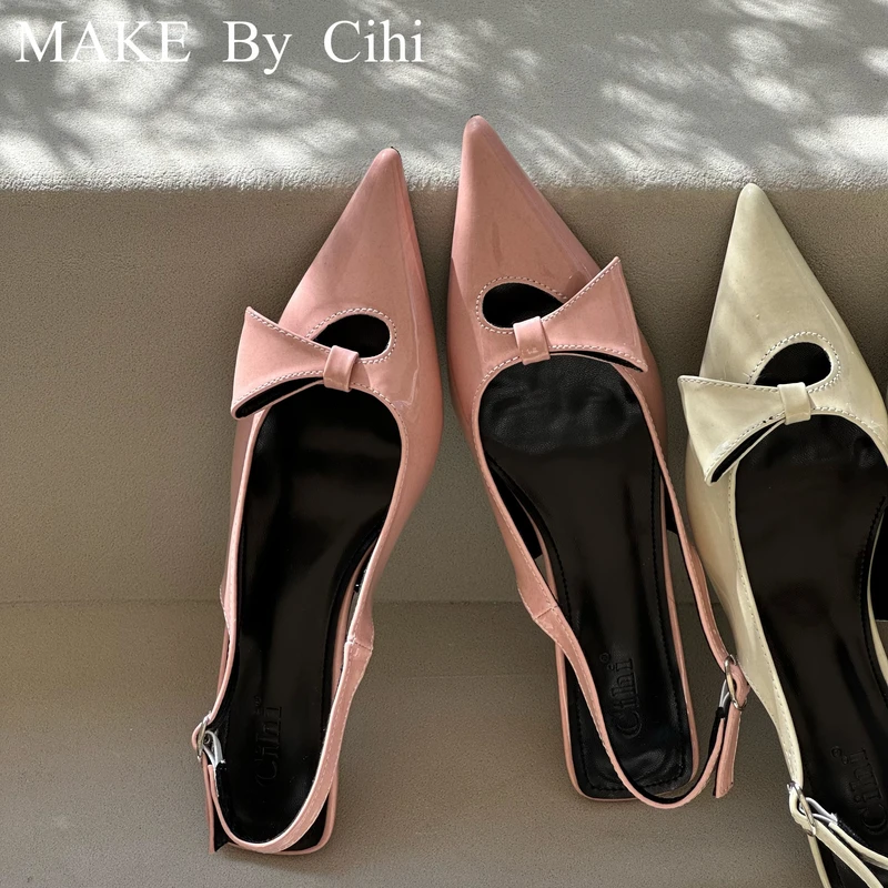 Cihi設計'makerspace'-【宅寂风】法式温柔｜奶油漆皮蝴蝶結高跟款