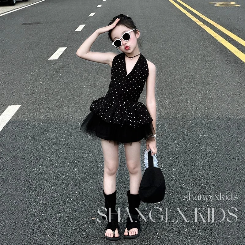 女童巨好看的连衣裙儿童港风裙子套装2025新款夏季高级感独特漂亮