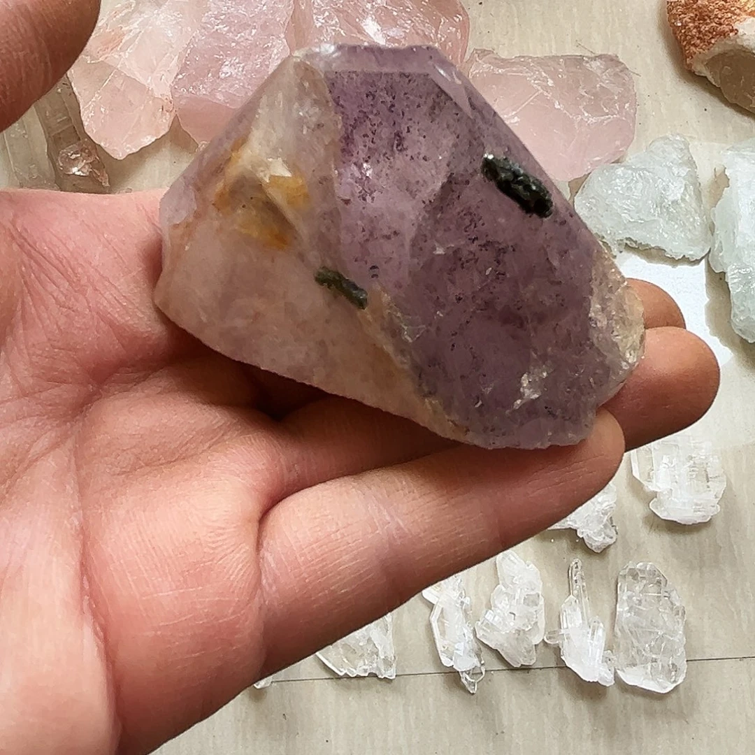 未镶嵌珠宝半成品水晶花园超七共生绿帘石