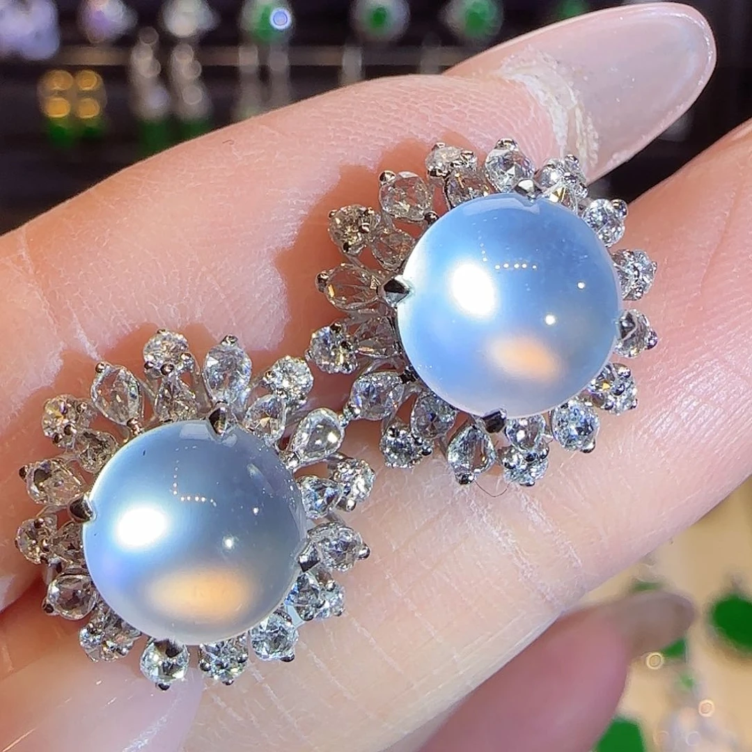 翡翠耳饰18K金镶嵌一