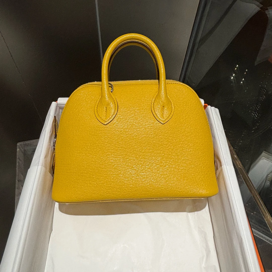 99新 Hermes/爱马仕  W刻 25/03  mini bolide B4阳光金银扣 山羊