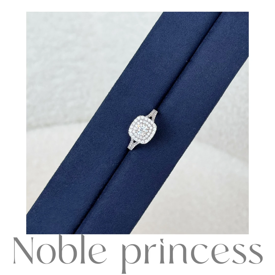 925银合成锆石戒指 Noble Lady【合成锆石】满钻女戒  小方糖