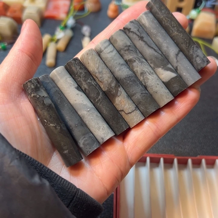 昌化石印石10个圆章直径1.0高5