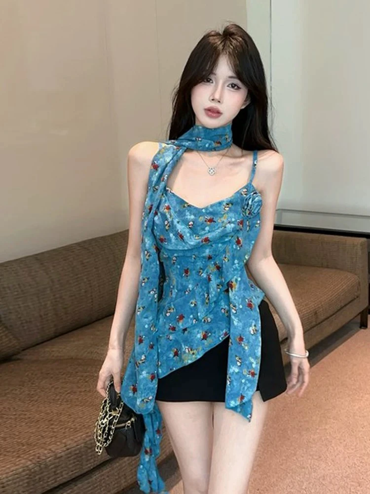 法式甜美露肩荷叶边蕾丝小衫不规则飘带设计感修身显瘦法式上衣