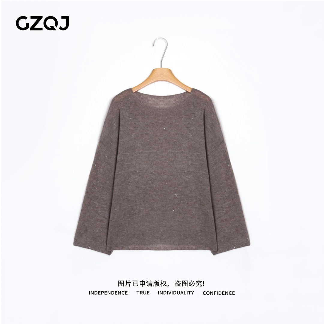 老琴私服【秋日序曲】 巨显瘦小众设计感圆领毛针织衫女秋款 9118