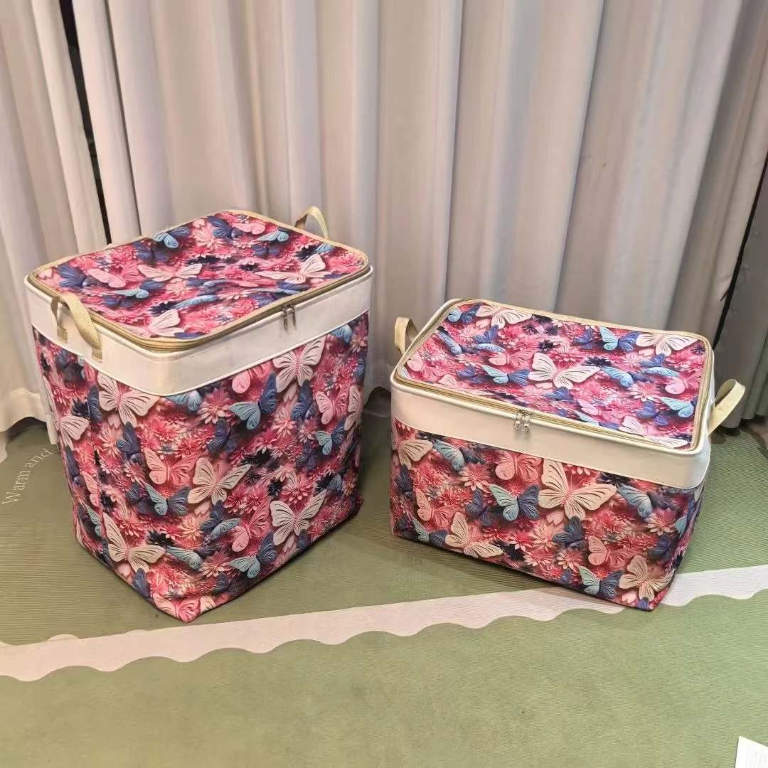 【2个装】120L大容量双拉链带钢圈防潮带盖收纳箱衣物整理箱家用