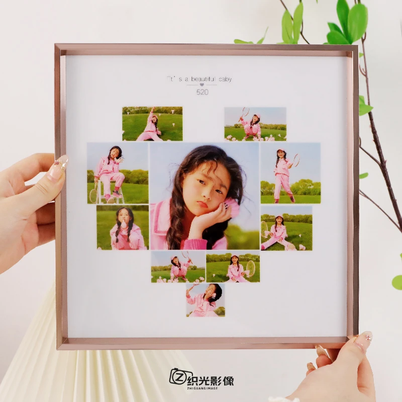 【可定制】铝合金相框宫格照片墙洗宝情侣照宫格照片墙母亲节礼物