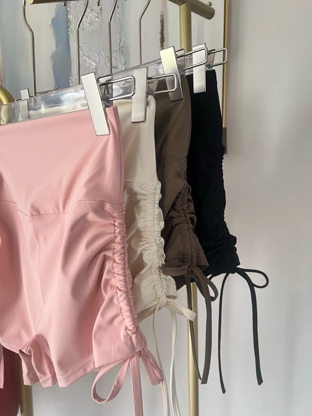 高腰抽绳绑带性感女夏季健身跑步舞蹈运动三分热裤